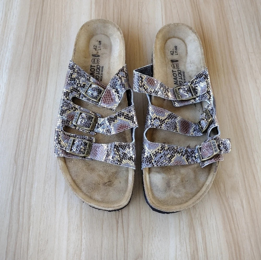 Naot Austin Python 3-Buckle Strap Slide Sandals Comfort Shoes 42 US 11